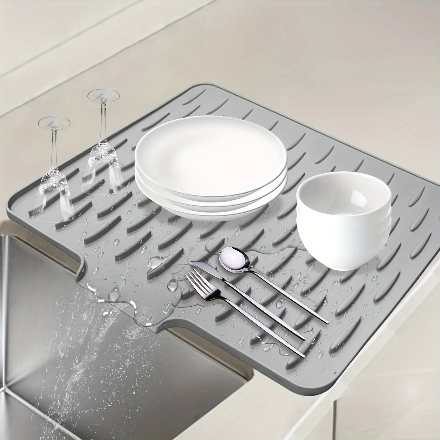 Non-Slip Silicone Sink Mat - Heat Resistant & Drain Design
