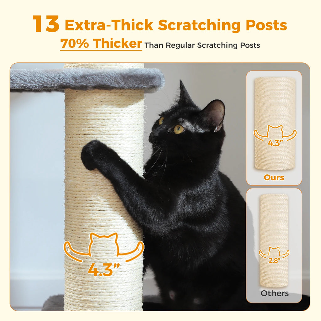 Multi-Level Cat Tree with Scratching Posts for Large Cats