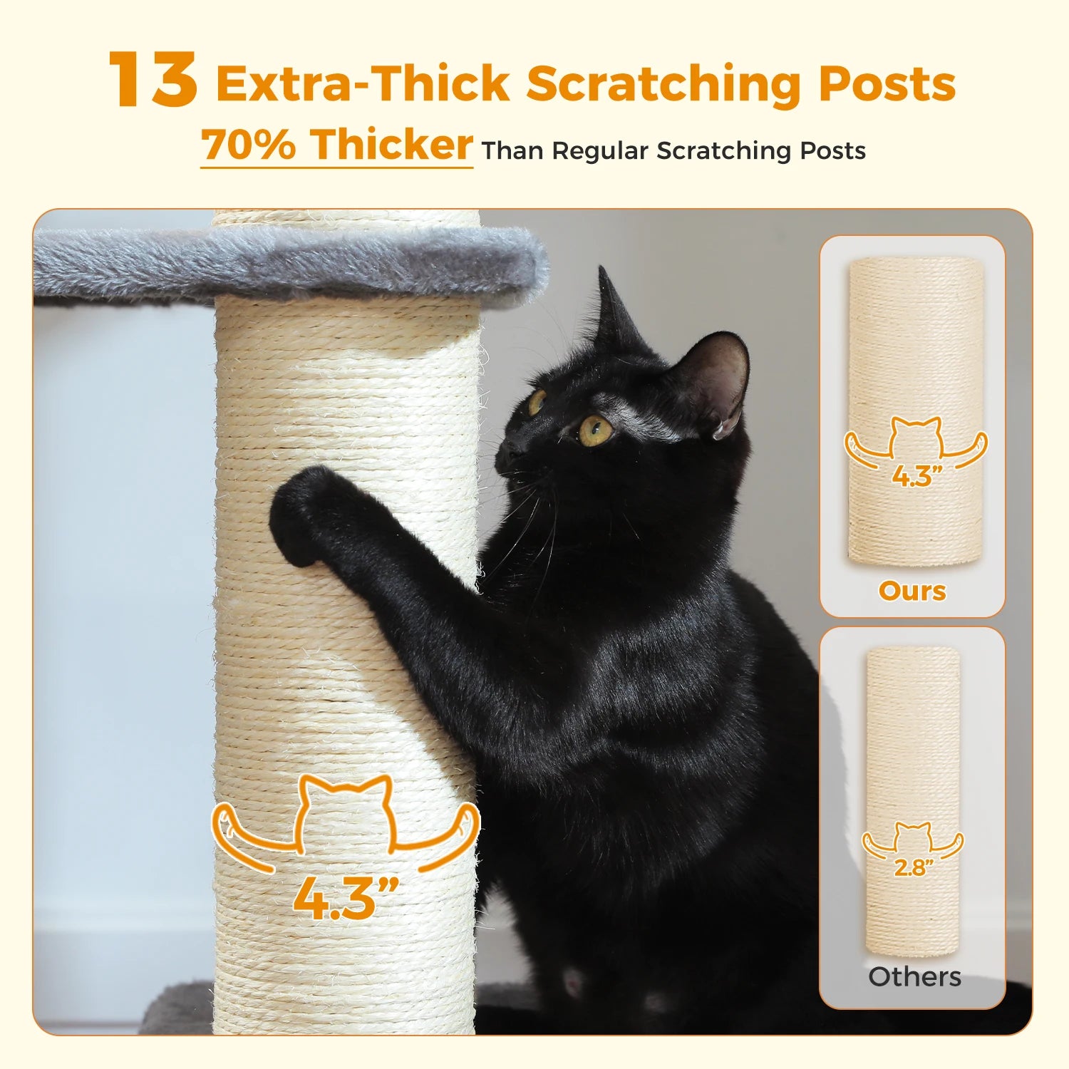 Multi-Level Cat Tree with Scratching Posts for Large Cats