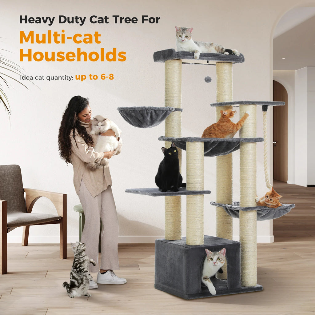 Multi-Level Cat Tree with Scratching Posts for Large Cats
