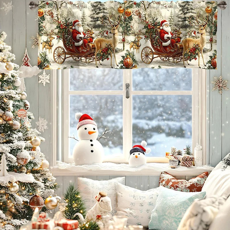 Christmas Curtain Valance - Festive Rod Pocket Window Treatment
