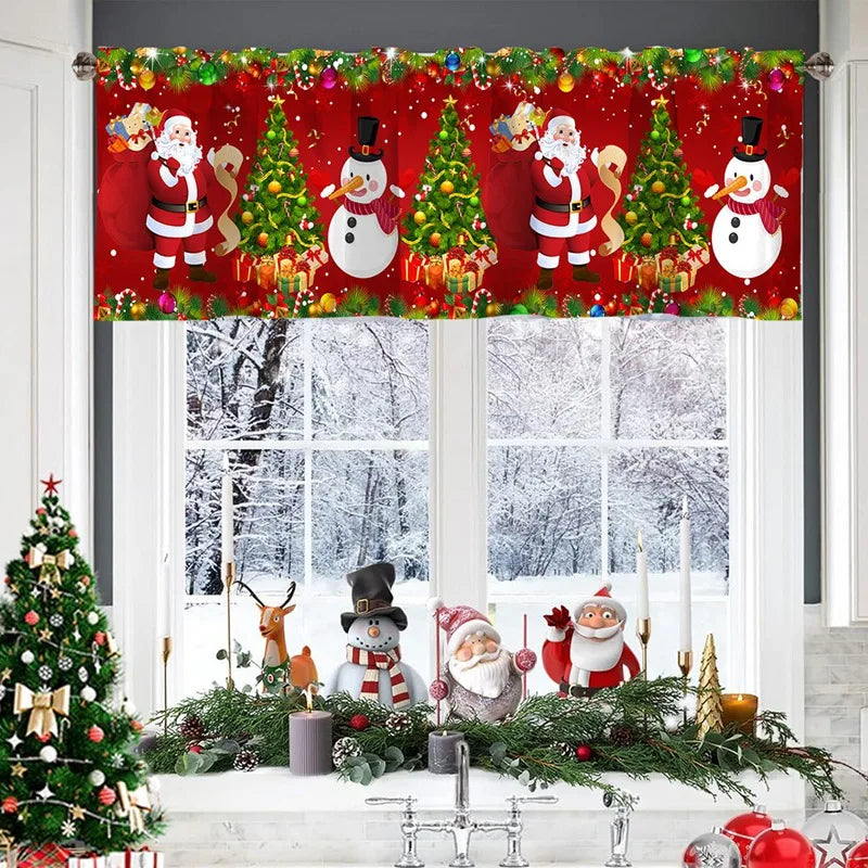 Christmas Curtain Valance - Festive Rod Pocket Window Treatment