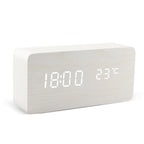 Voice Control LED Wooden Alarm Clock - USB/AAA Powered