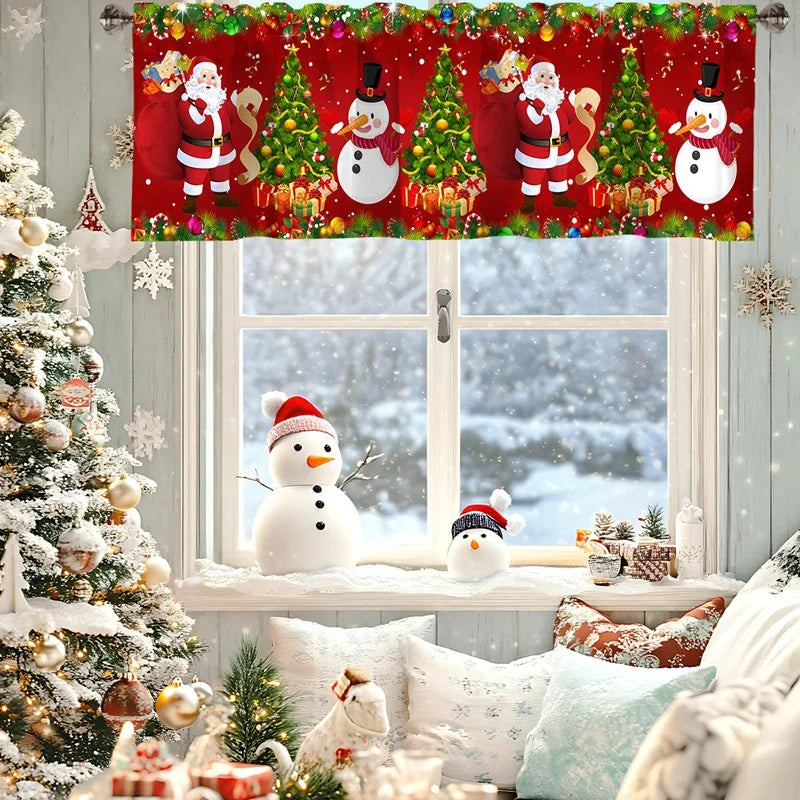 Christmas Curtain Valance - Festive Rod Pocket Window Treatment