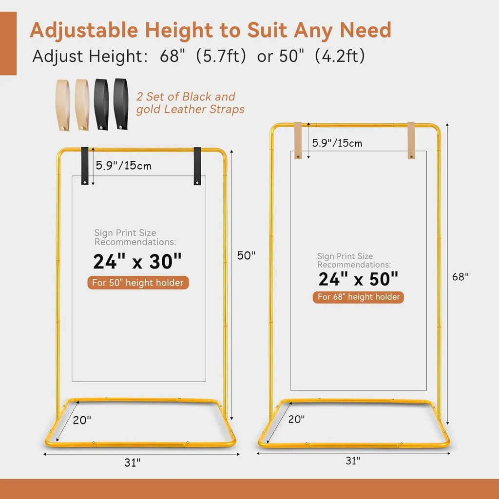 Heavy Duty Wedding Welcome Sign Stand with Leather Straps