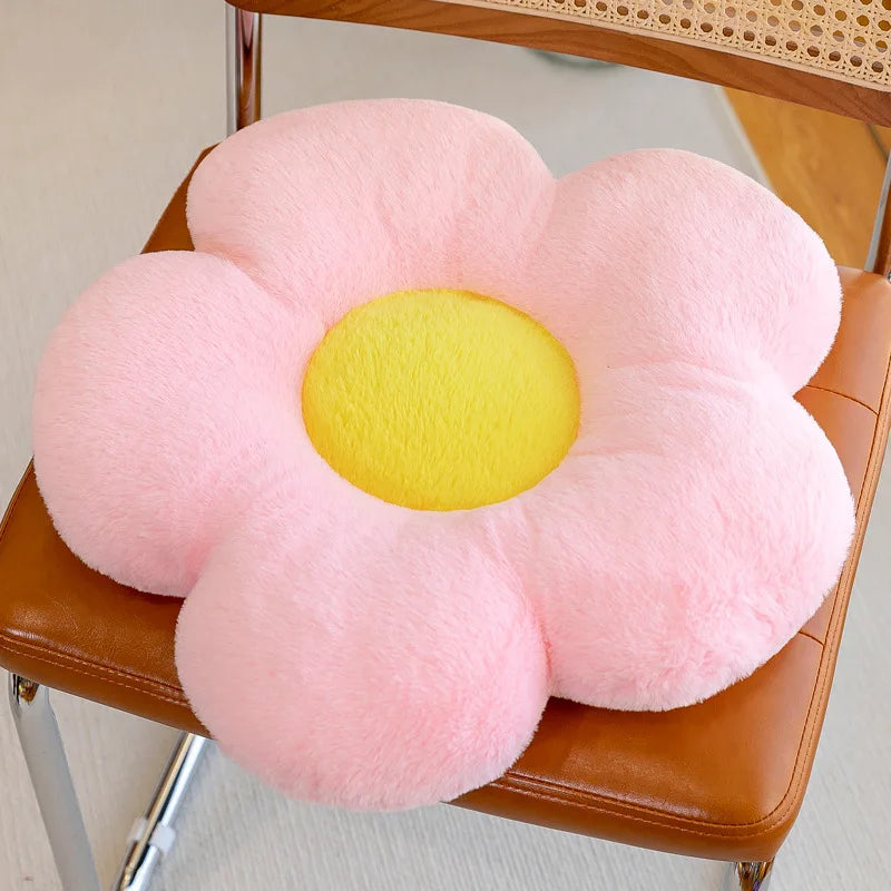 Soft Floral Decorative Pillow - Daisy Flower Plush Cushion