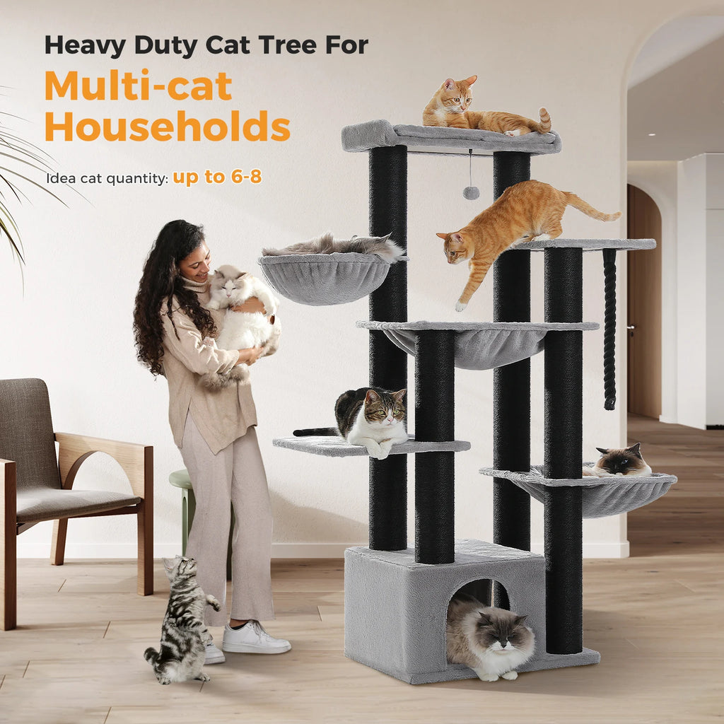 Multi-Level Cat Tree with Scratching Posts for Large Cats
