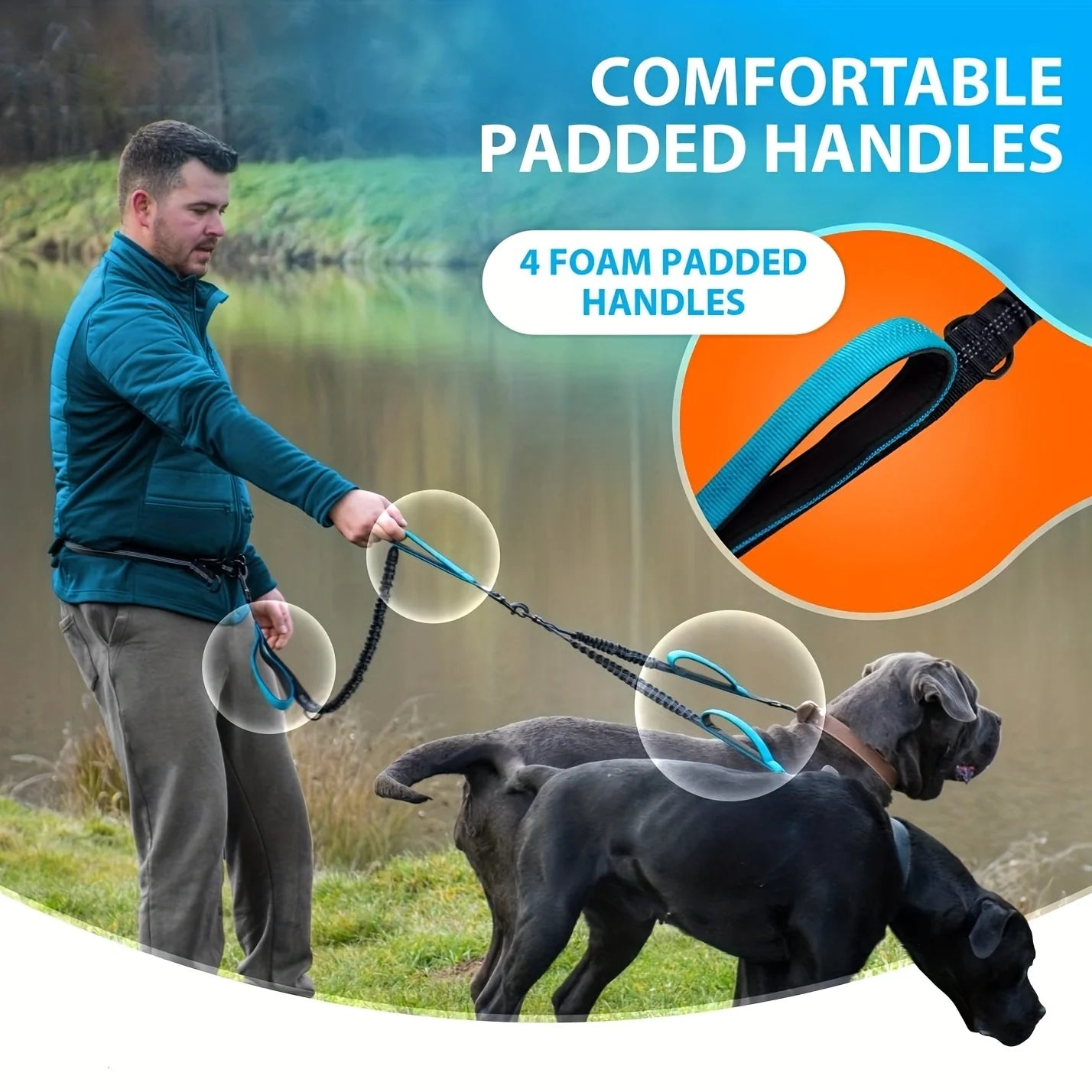 2in1 Reflective Double Dog Leash for Medium and Large Dogs