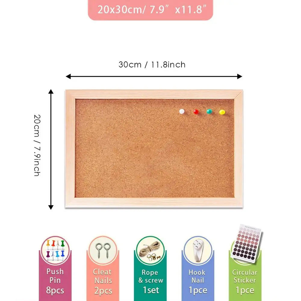 Wooden Cork Board Wall Decor with Soft Letter Pins