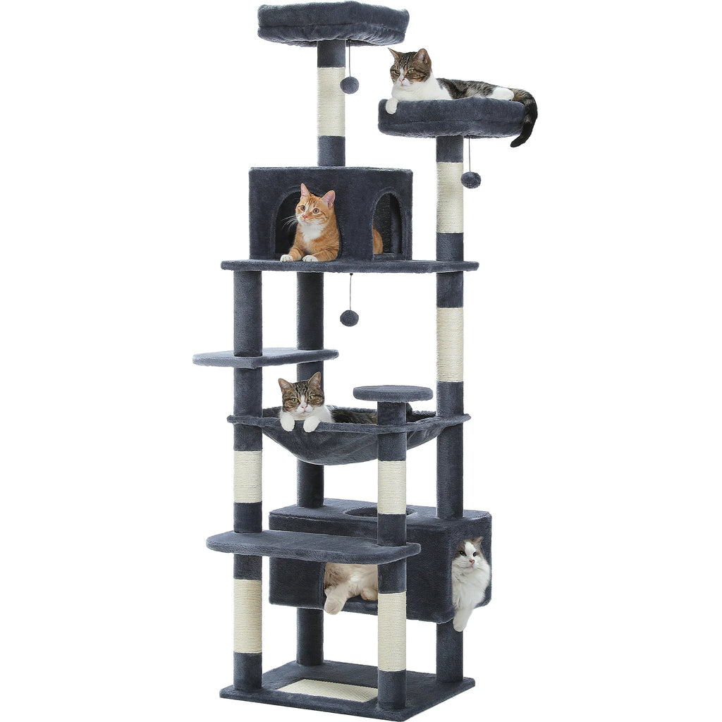 Large Cat Tree with Hammock & Scratching Posts for Indoor Cats