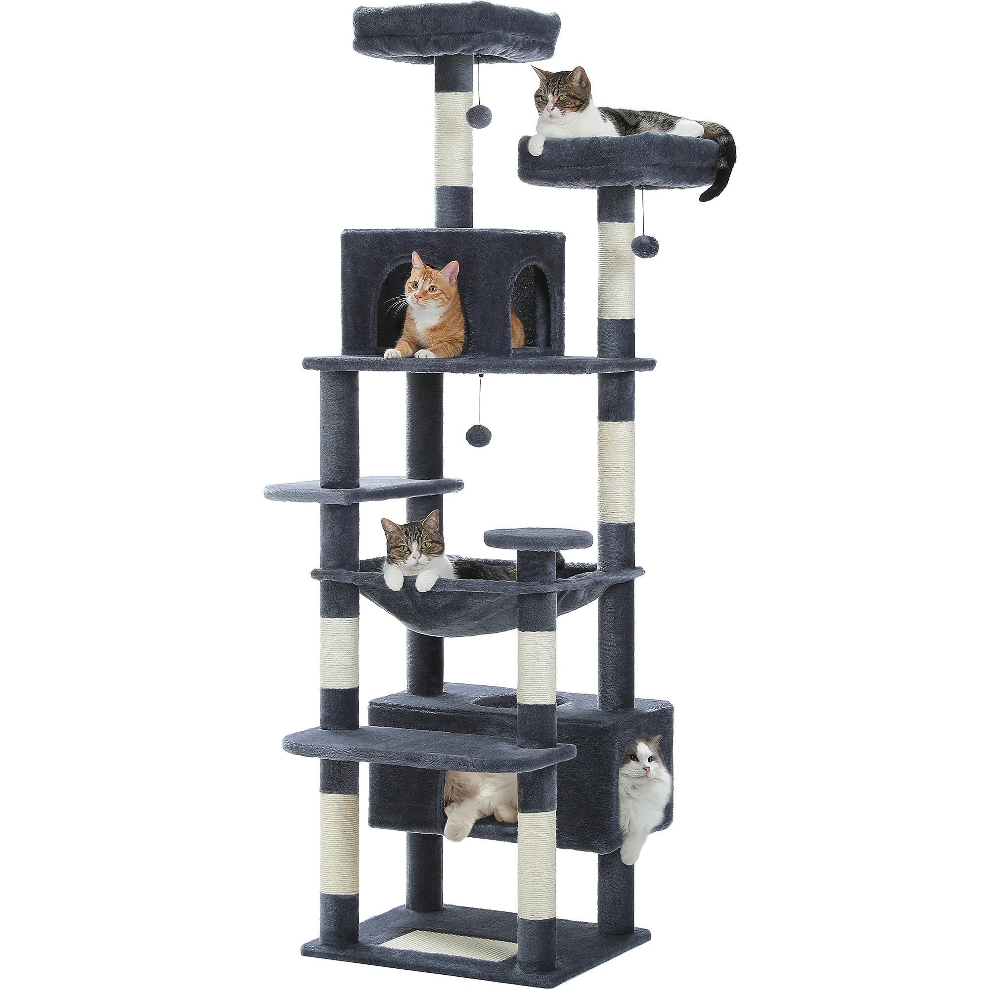 Large Cat Tree with Hammock & Scratching Posts for Indoor Cats