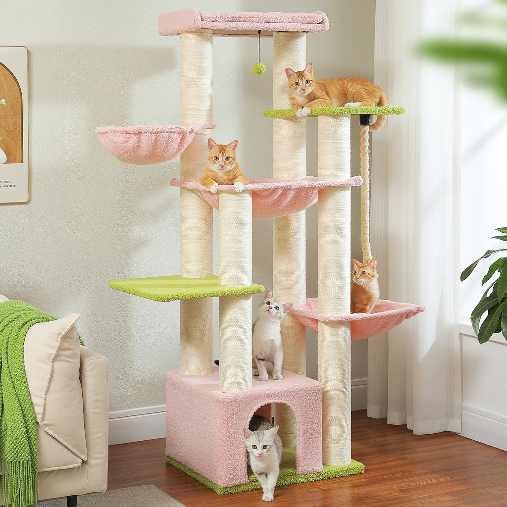 Multi-Level Cat Tree with Scratching Posts for Large Cats