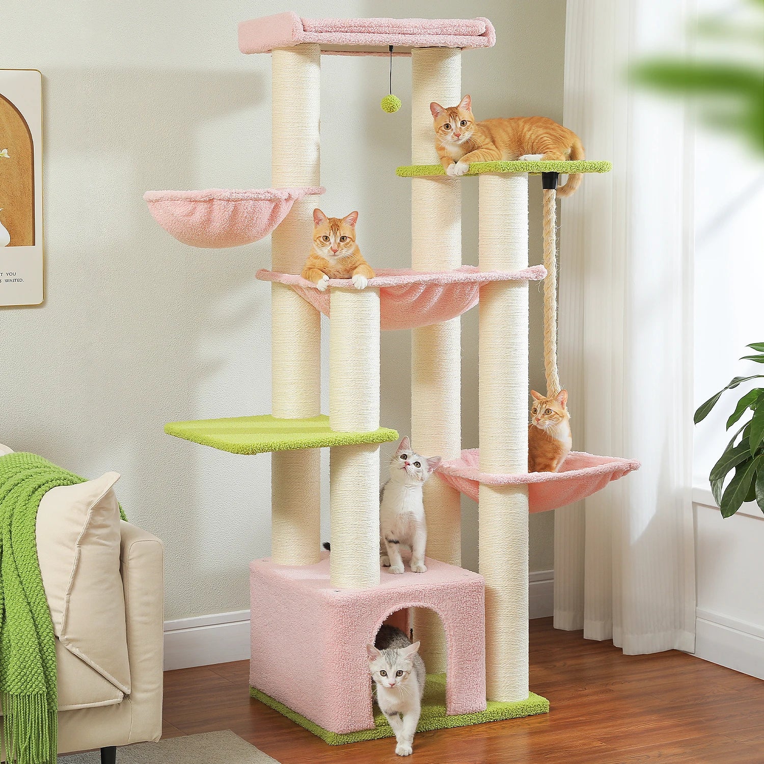 Multi-Level Cat Tree with Scratching Posts for Large Cats