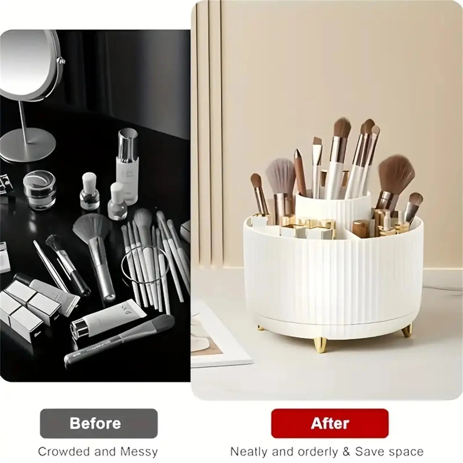 360° Rotating Makeup Organizer | Vanity & Desk Storage | Aesthetic Cosmetic Holder