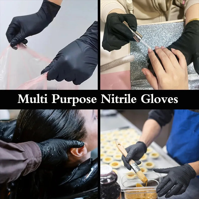 Black Nitrile Gloves for Kitchen & Bathroom Cleaning - 30/50/100PCS