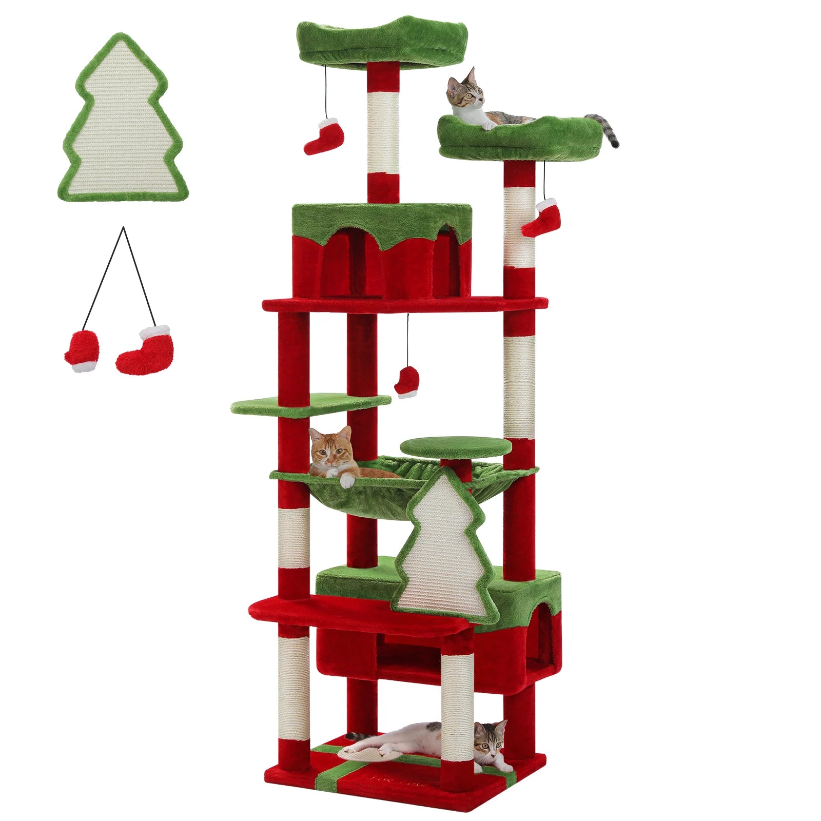 Large Cat Tree with Hammock & Scratching Posts for Indoor Cats