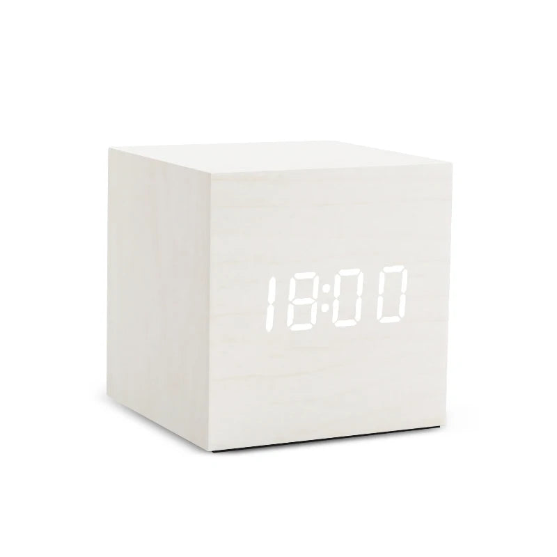 Voice Control LED Wooden Alarm Clock - USB/AAA Powered