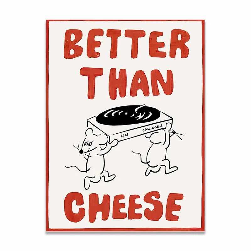 Cartoon Canvas Poster - Better Than Cheese, Coffee Time, Book & Beer