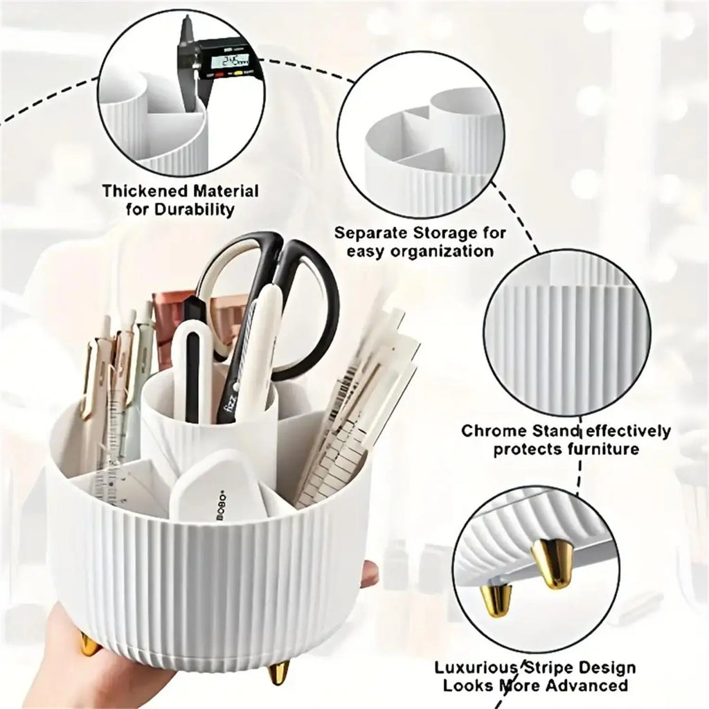 360° Rotating Makeup Organizer | Vanity & Desk Storage | Aesthetic Cosmetic Holder