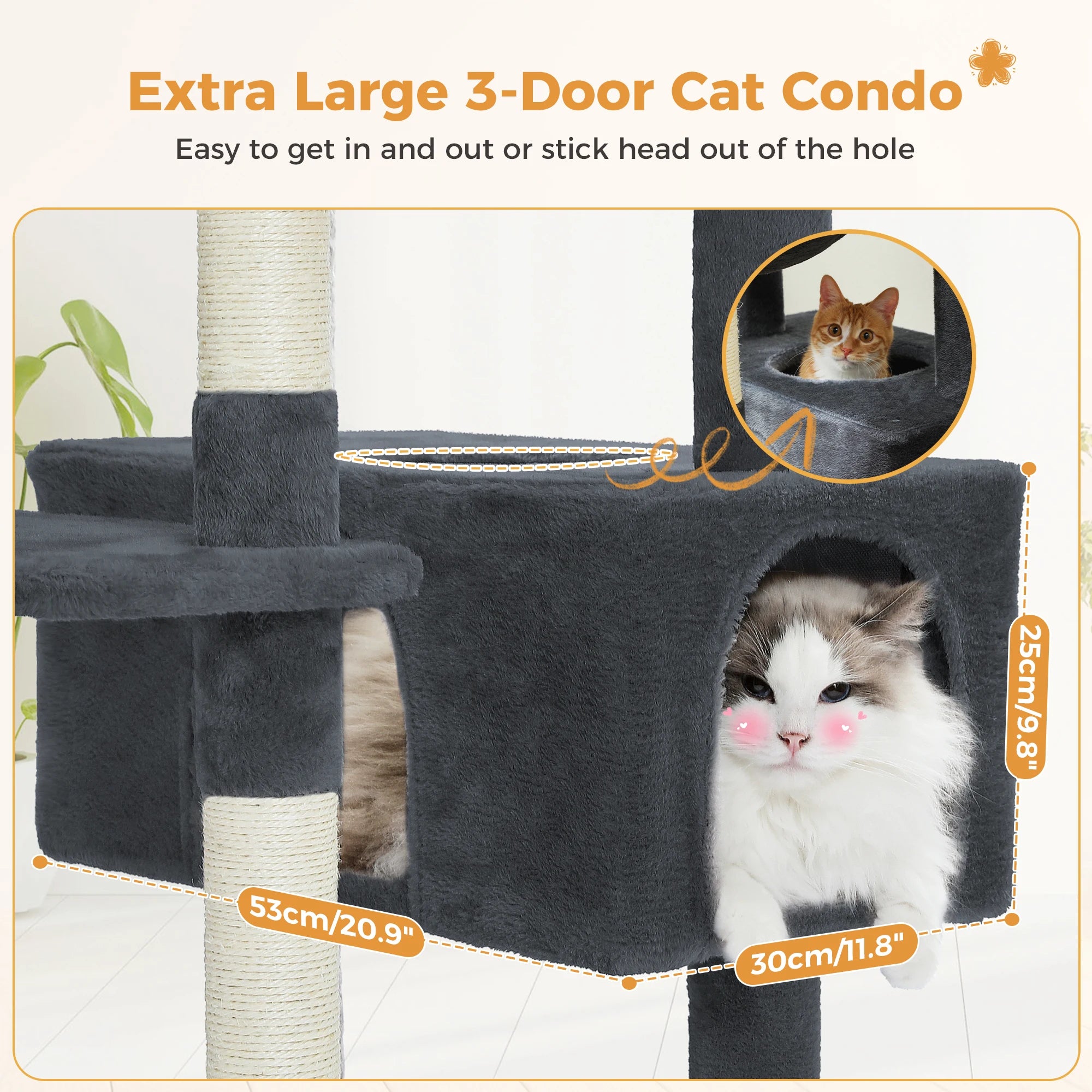 Large Cat Tree with Hammock & Scratching Posts for Indoor Cats