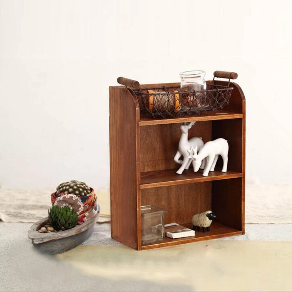 3-Tier Wooden Desk Shelf | Dorm Desk + Wine Red