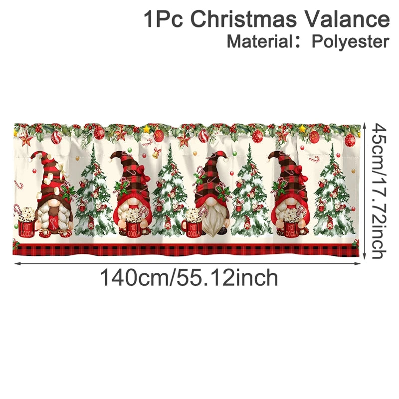 Christmas Curtain Valance - Festive Rod Pocket Window Treatment