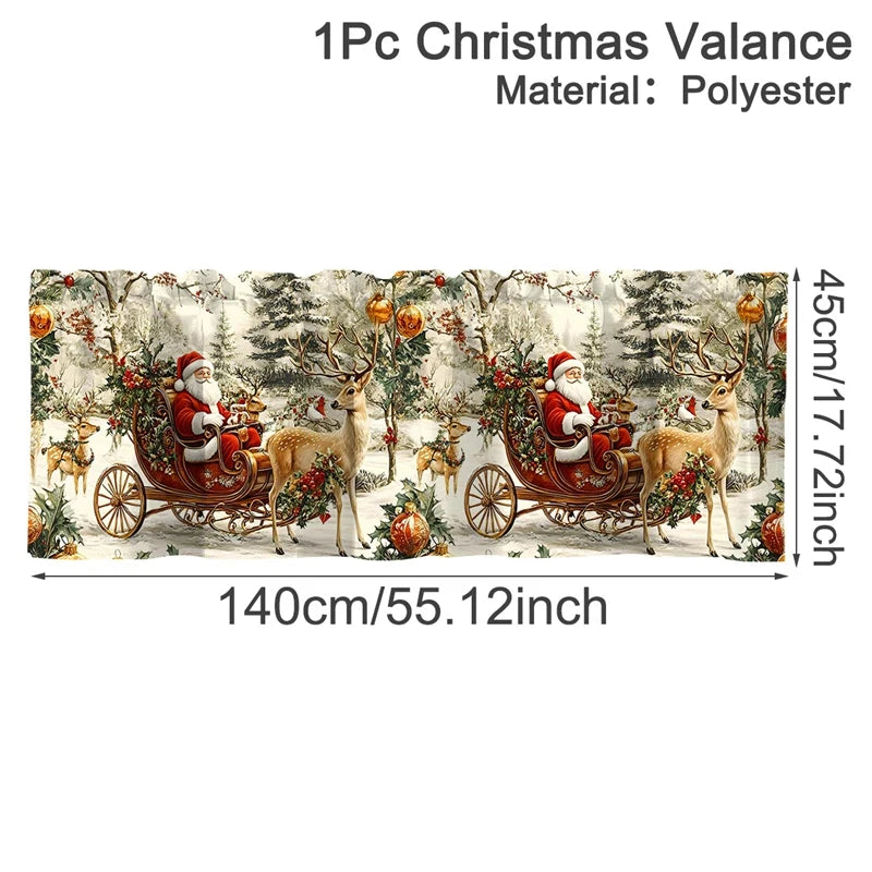 Christmas Curtain Valance - Festive Rod Pocket Window Treatment