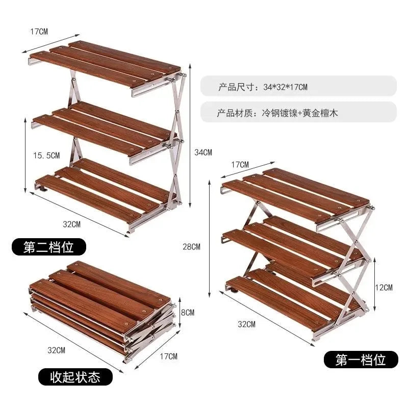 3-Tier Wooden Desk Organizer Shelf | Dorm Desk Space-Saving Holder | Aesthetic Foldable Storage Stand