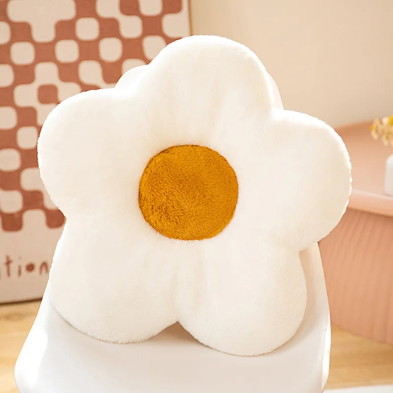 Soft Floral Decorative Pillow - Daisy Flower Plush Cushion