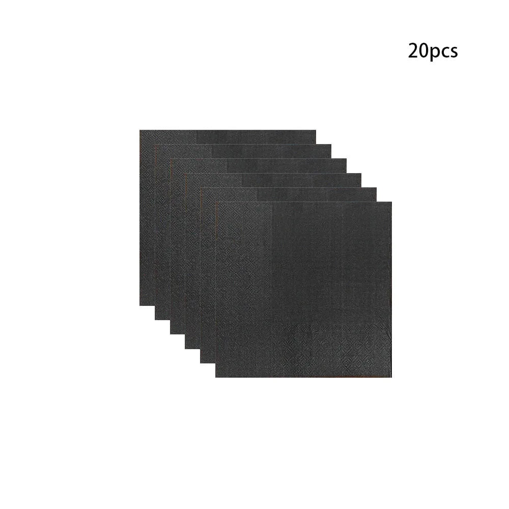 Elegant Black Disposable Tableware Set for Parties