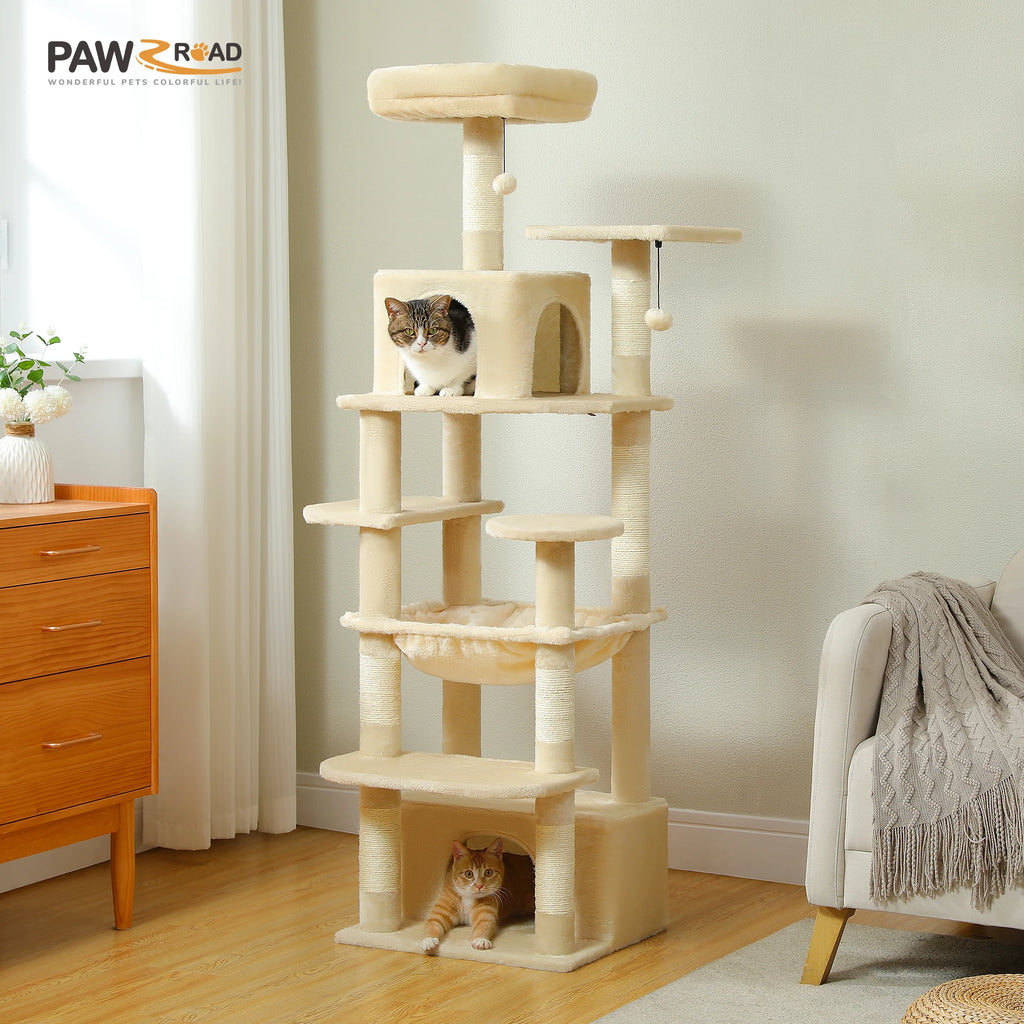 Large Cat Tree with Hammock & Scratching Posts for Indoor Cats