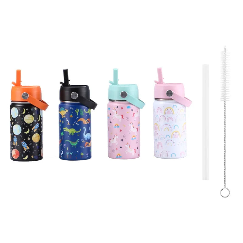 Kids Insulated Water Bottle with Straw - 360ML Stainless Steel