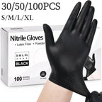 Black Nitrile Gloves for Kitchen & Bathroom Cleaning - 30/50/100PCS