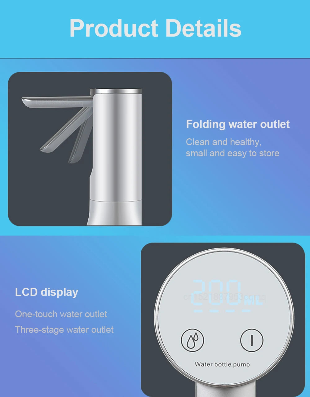 Automatic Electric Water Pump for 19L Bottles - USB Rechargeable