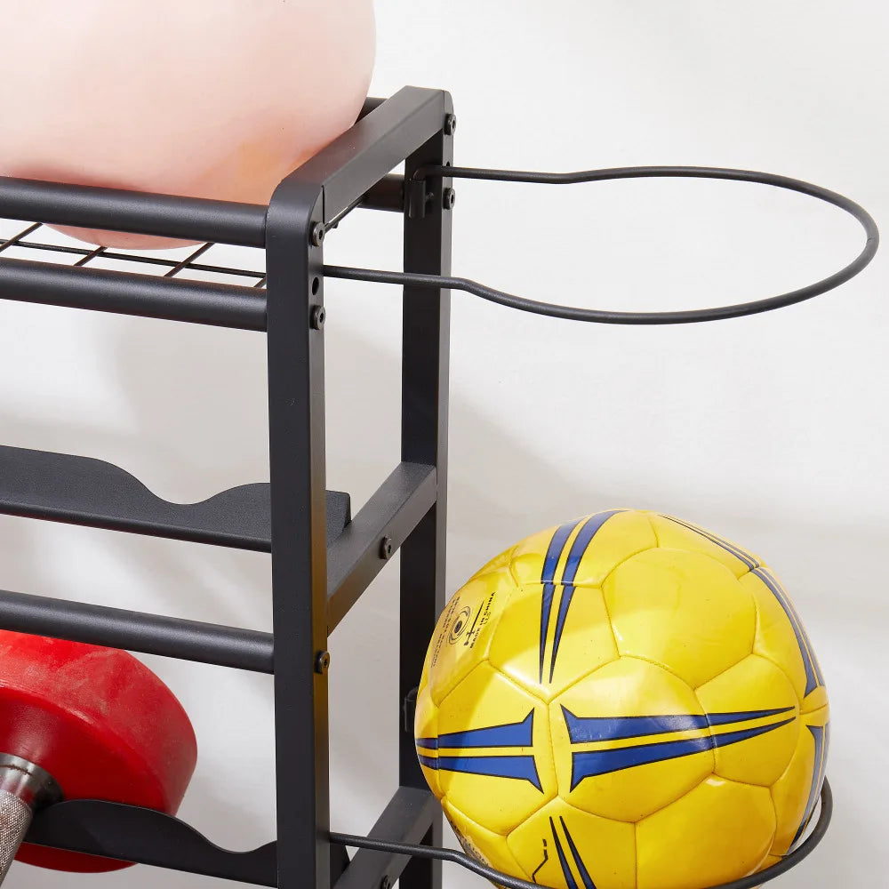 4-Tier Rolling Metal Storage Organizer for Sports Gear