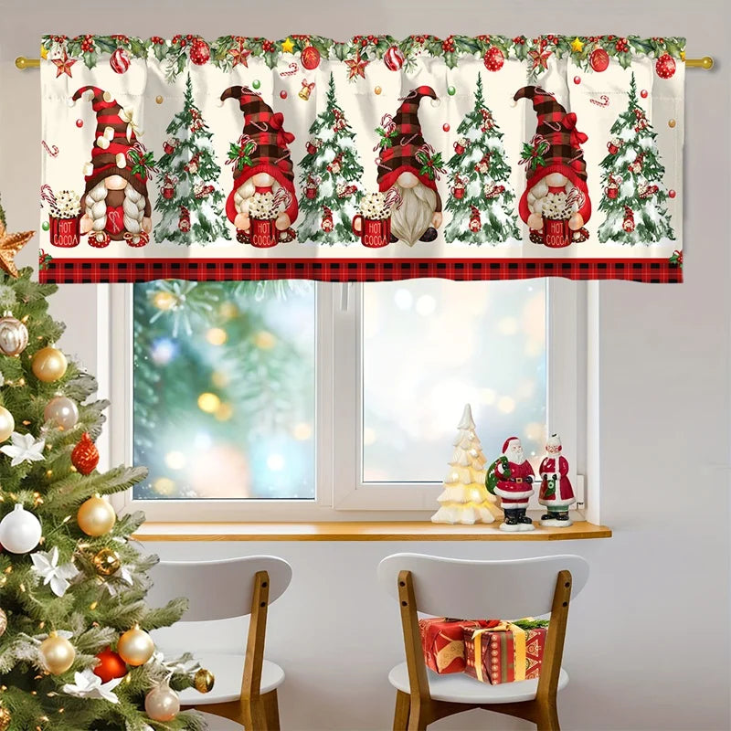 Christmas Curtain Valance - Festive Rod Pocket Window Treatment