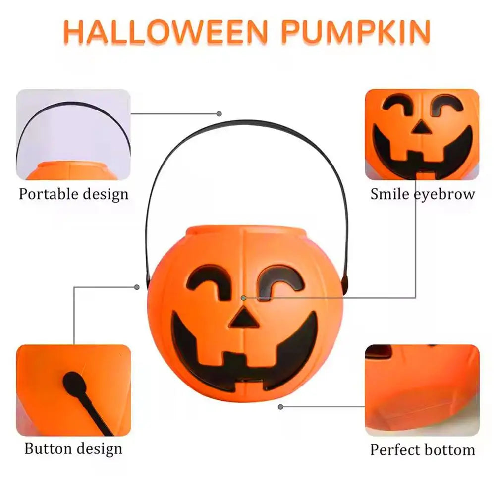 Halloween Pumpkin Bucket - Portable Candy Basket for Festivities