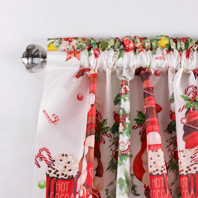 Christmas Curtain Valance - Festive Rod Pocket Window Treatment