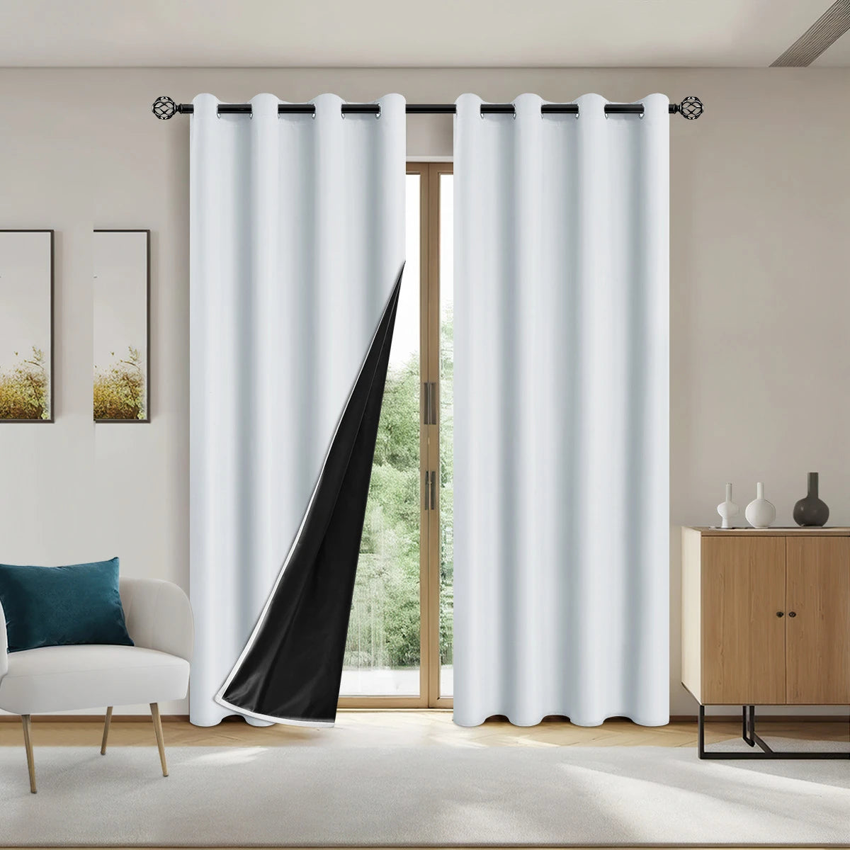 2pcs Modern Blackout Curtains for Cozy Bedrooms & Living Rooms