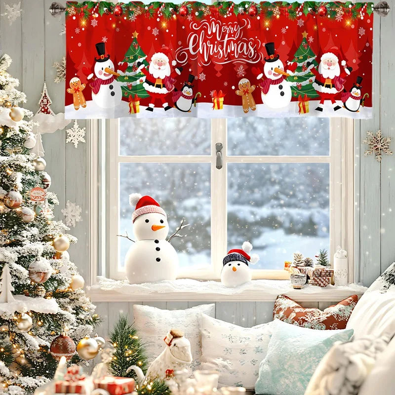 Christmas Curtain Valance - Festive Rod Pocket Window Treatment