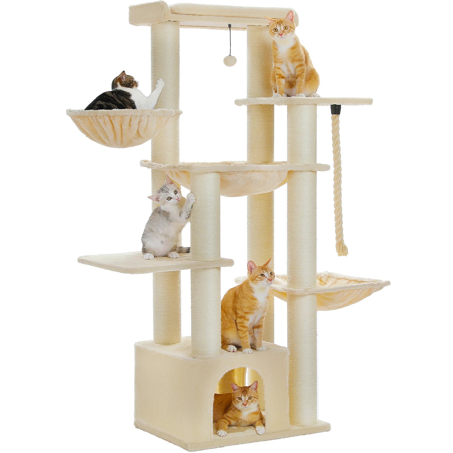 Multi-Level Cat Tree with Scratching Posts for Large Cats