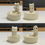 Cute Cat Ceramic Tealight Candle Holder – Cozy Table Decor for Home or Café