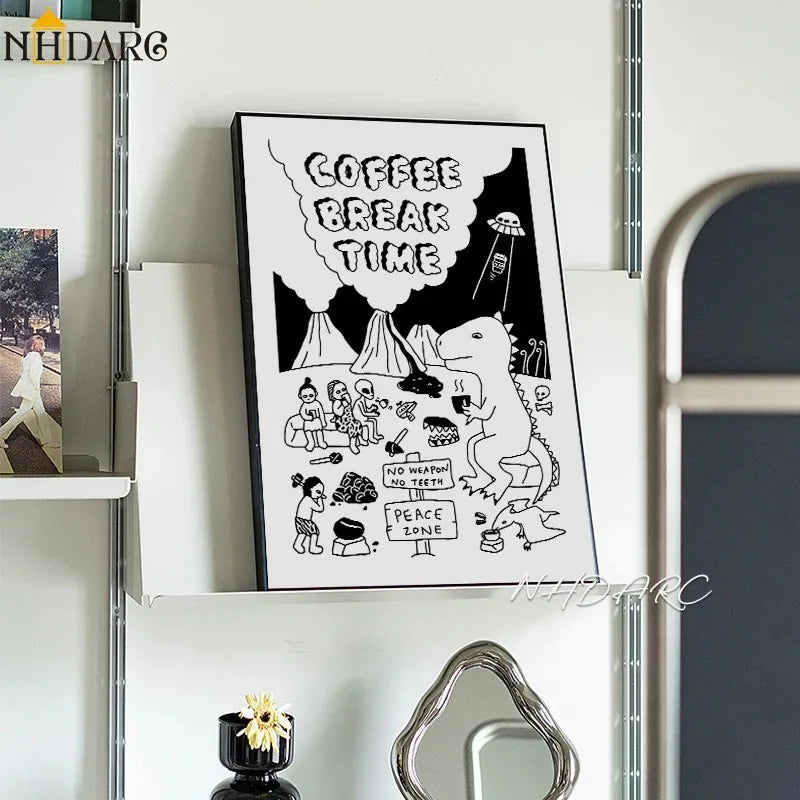 Cartoon Canvas Poster - Better Than Cheese, Coffee Time, Book & Beer