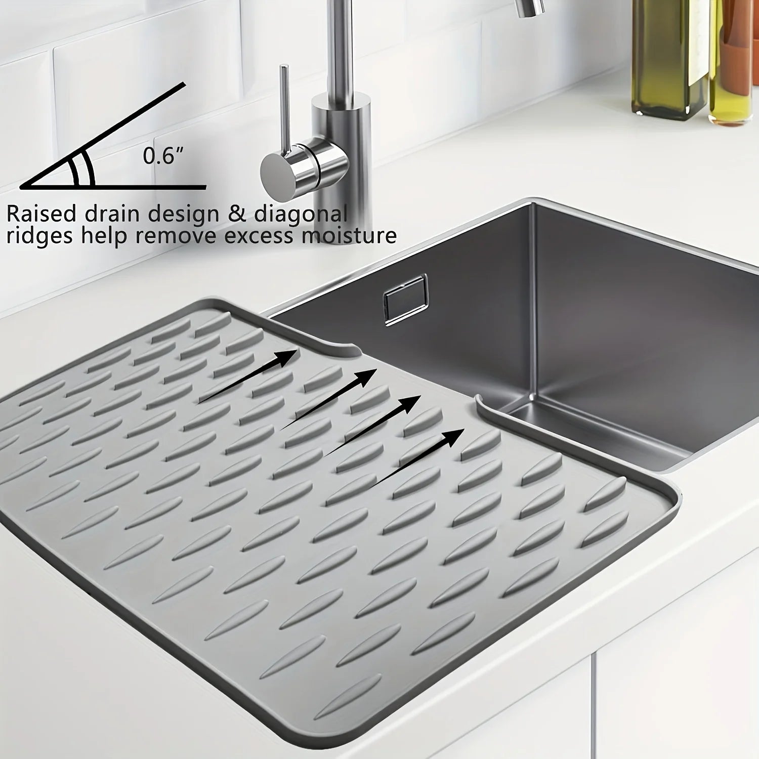 Non-Slip Silicone Sink Mat - Heat Resistant & Drain Design