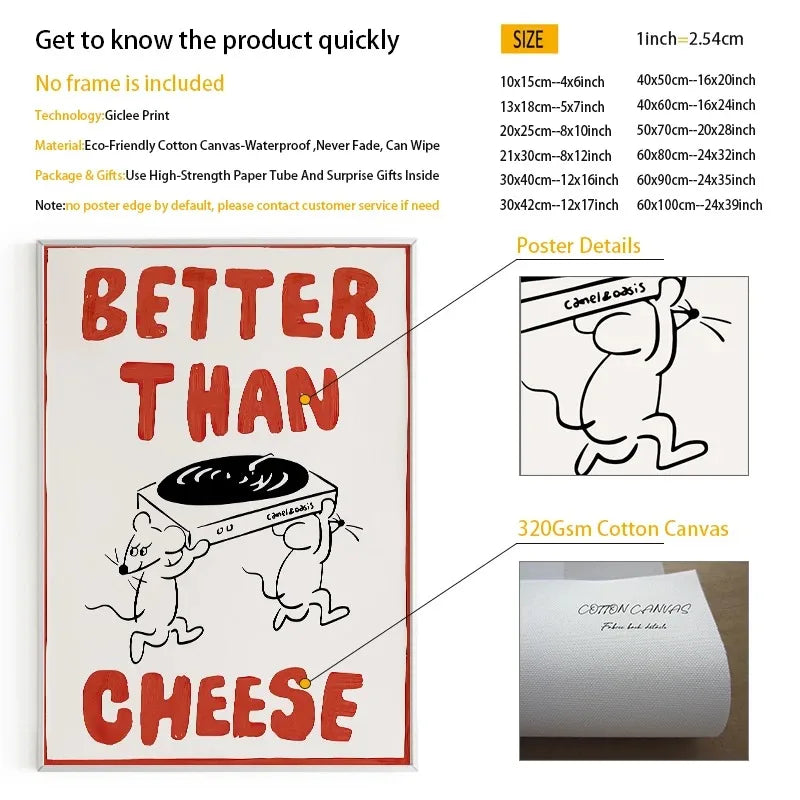 Cartoon Canvas Poster - Better Than Cheese, Coffee Time, Book & Beer