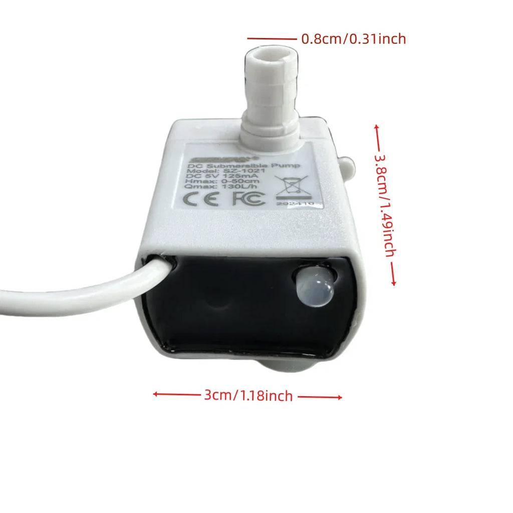 Silent USB Pet Water Fountain Pump with LED Light