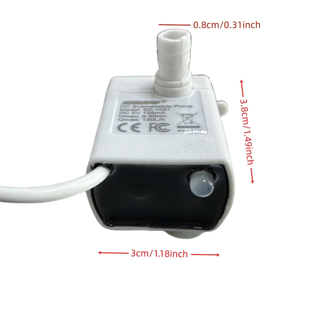 Silent USB Pet Water Fountain Pump with LED Light