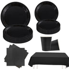 Elegant Black Disposable Tableware Set for Parties