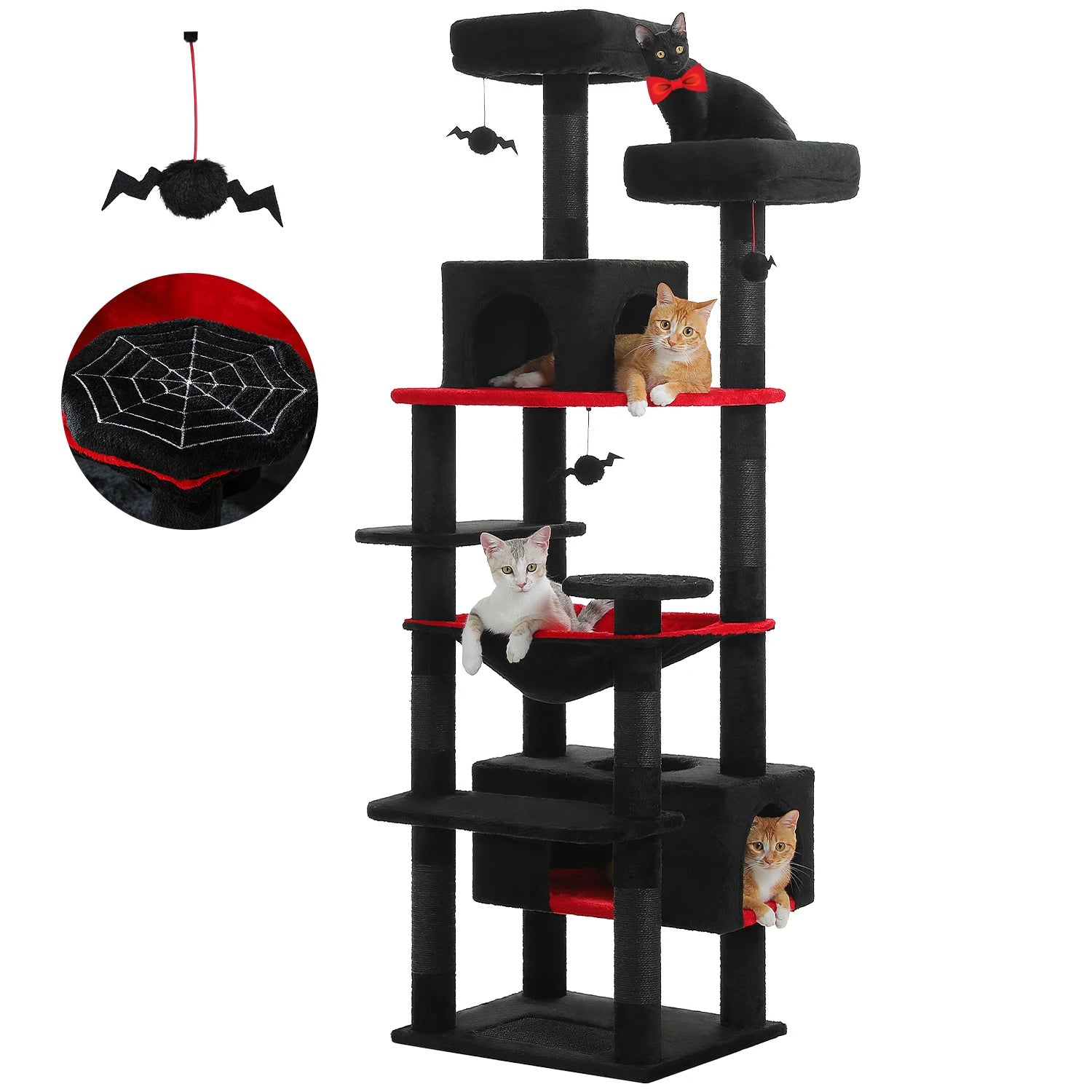 Large Cat Tree with Hammock & Scratching Posts for Indoor Cats
