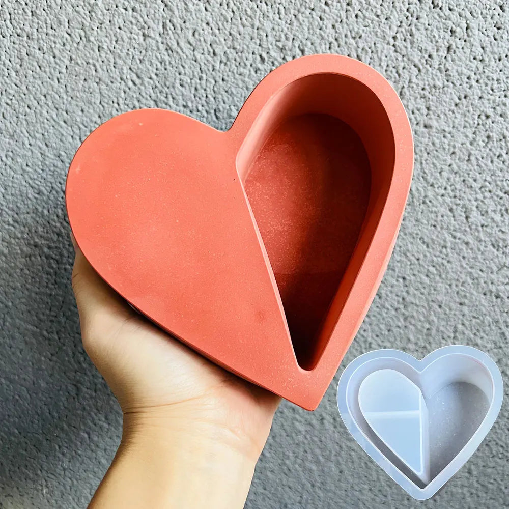 Heart Shaped Silicone Mold for Planters and Candles